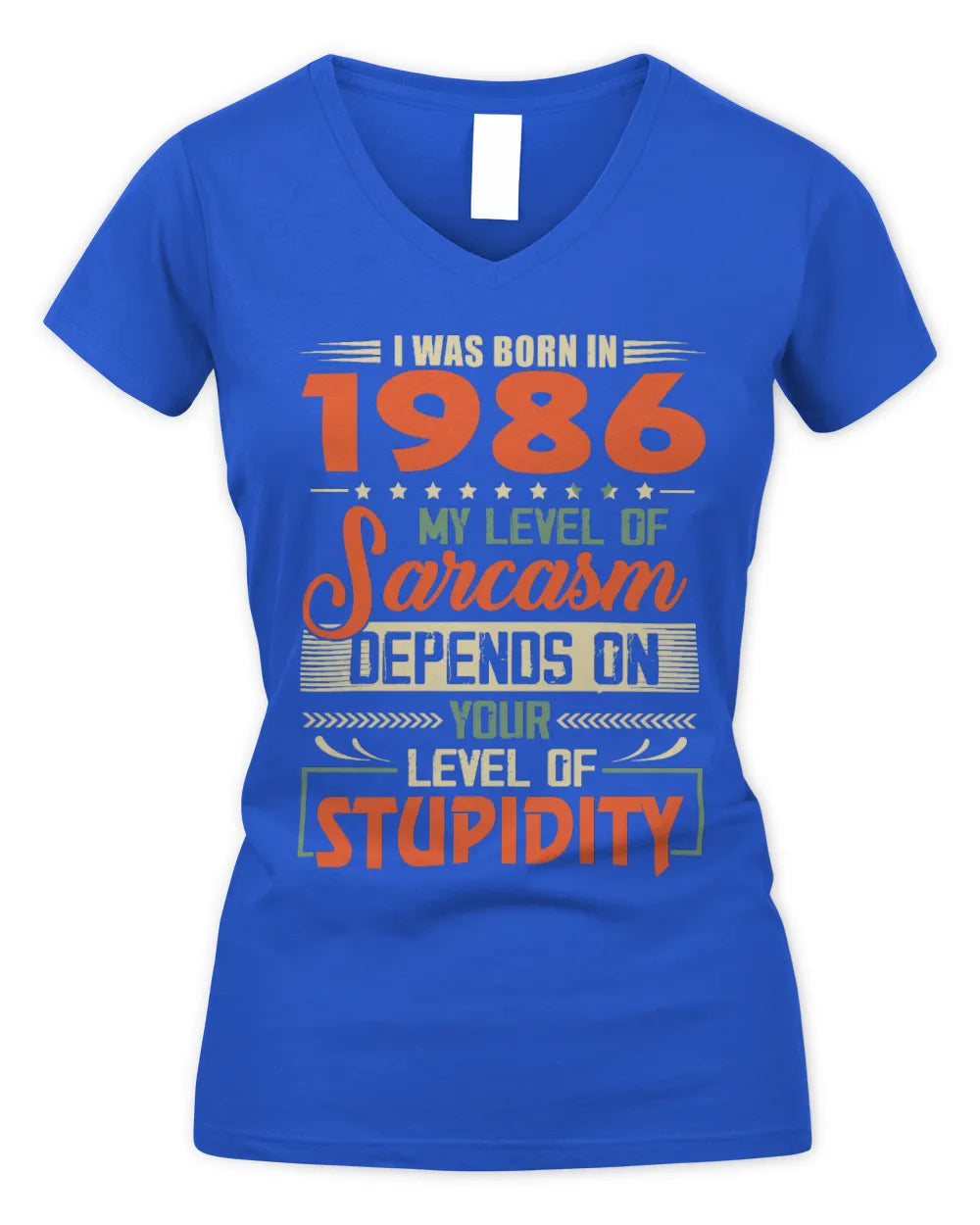 1986 HH89-K2 – Vintage Born to Be Sarcastic T-Shirt - Women's V-Neck T-Shirt - Royal