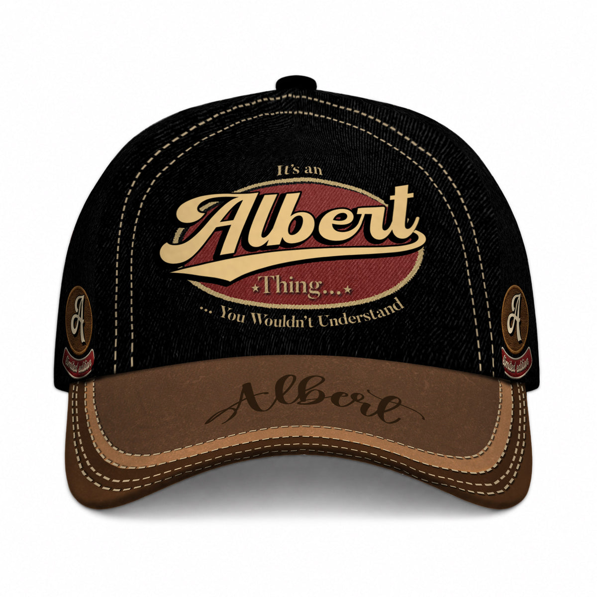 ALBERT TC06 HH79 Personalized Distressed Baseball Cap, Custom Retro Trucker Hat, Statement Dad Cap