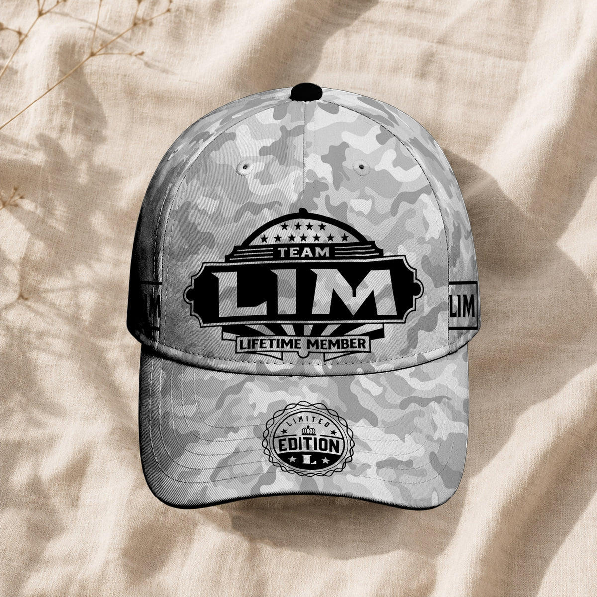 LIM TC01 HH79 Team Your Name Hat, Personalized Camo Baseball Cap, Custom Family Gift, Gift for Him Her