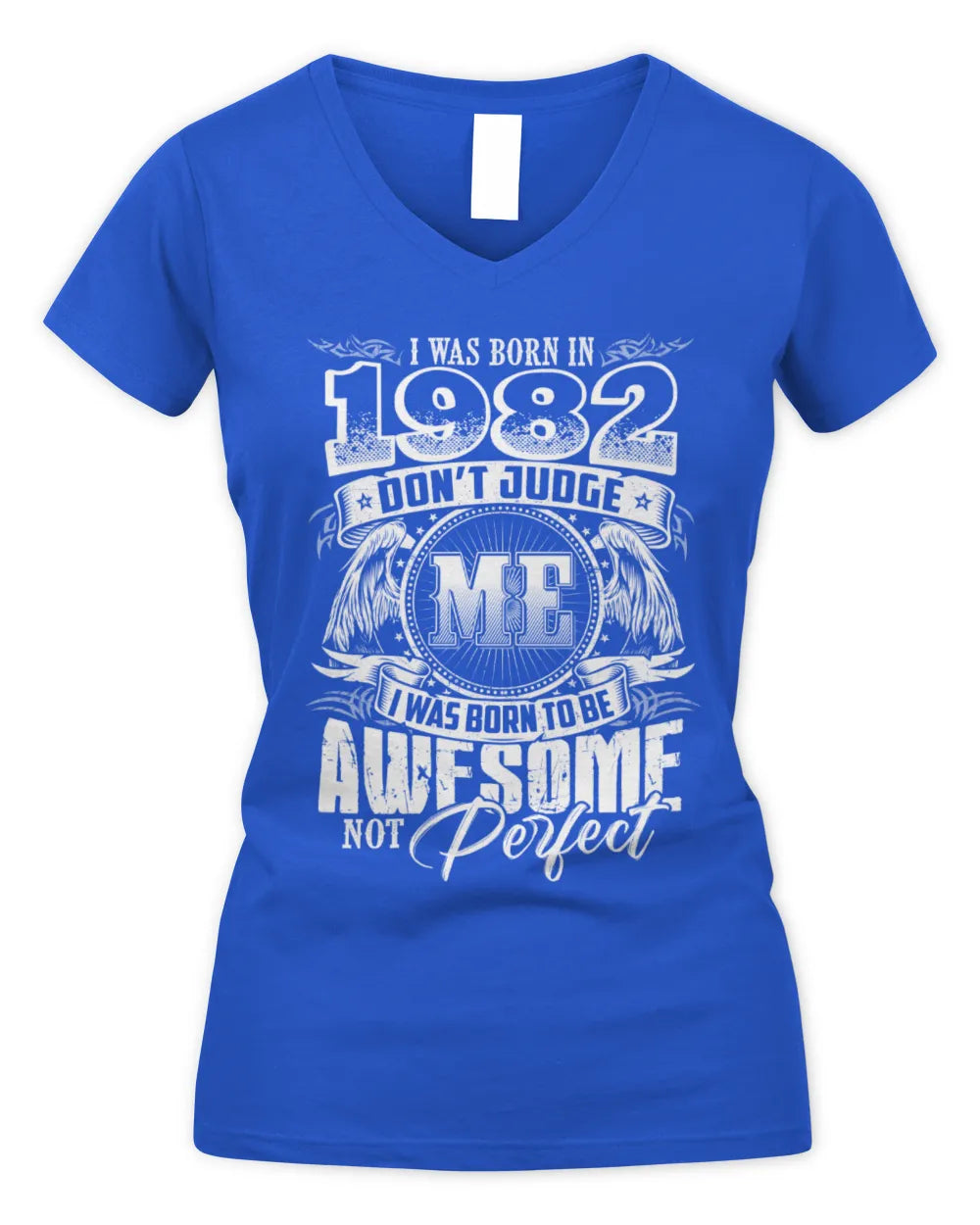 1982 HH89-K2 – Awesome Birth Year Quote T-Shirt - Women's V-Neck T-Shirt - Royal