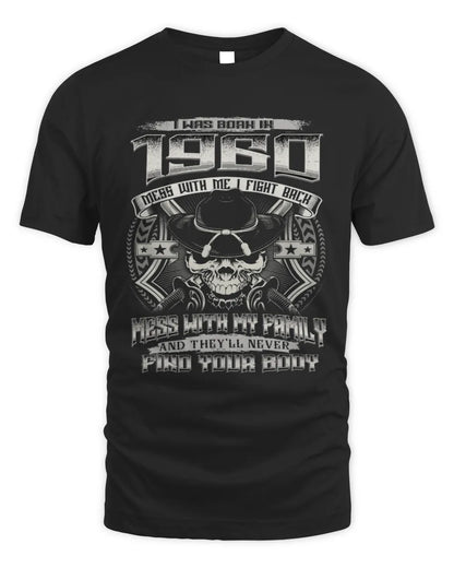 1960 HH89-K2 – T-shirt – Theme: "Birth Year – Family Always Protects" - Unisex Standard T-Shirt - Black