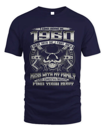 1960 HH89-K2 – T-shirt – Theme: "Birth Year – Family Always Protects" - Unisex Standard T-Shirt - Navy