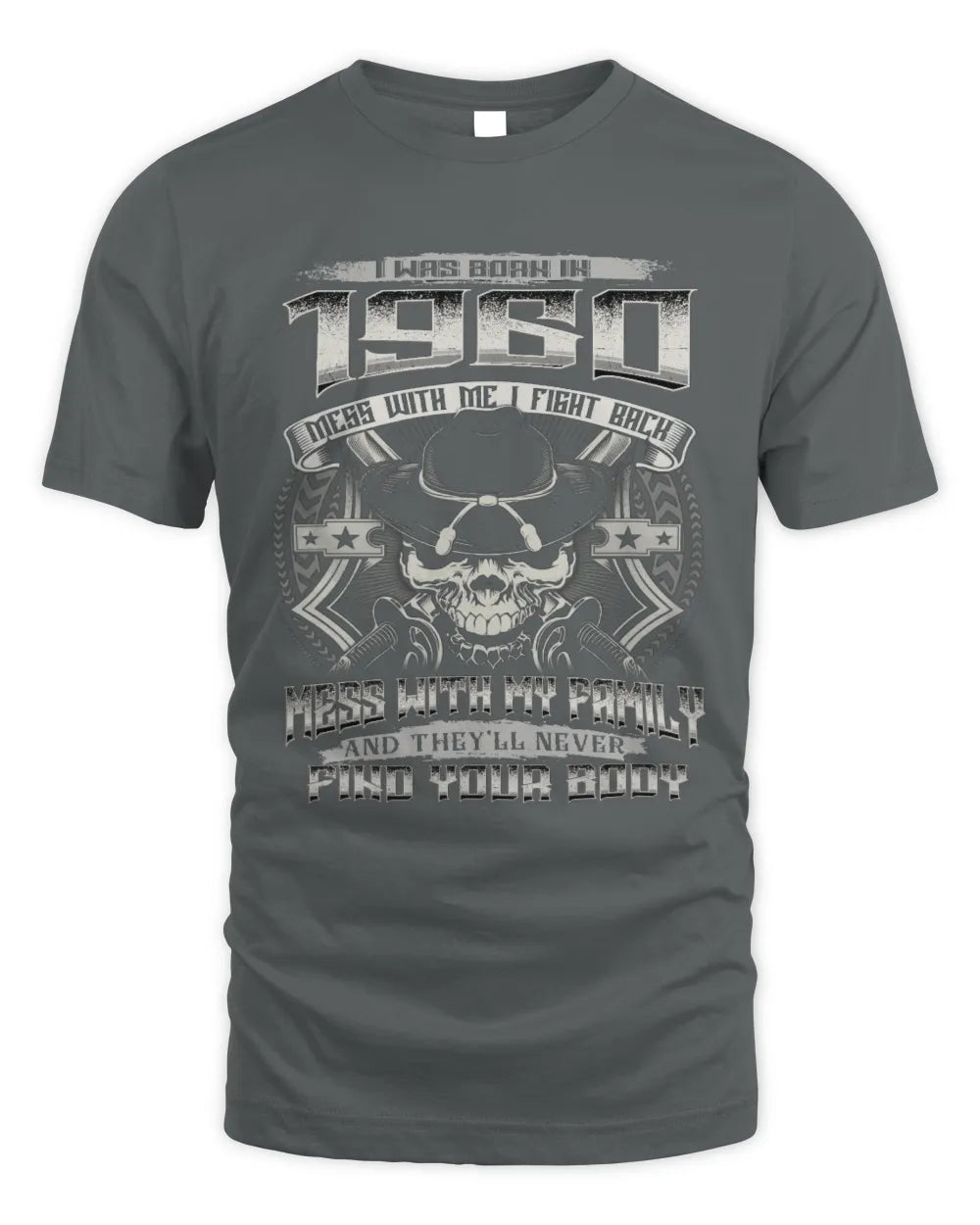 1960 HH89-K2 – T-shirt – Theme: "Birth Year – Family Always Protects" - Unisex Standard T-Shirt - Charcoal