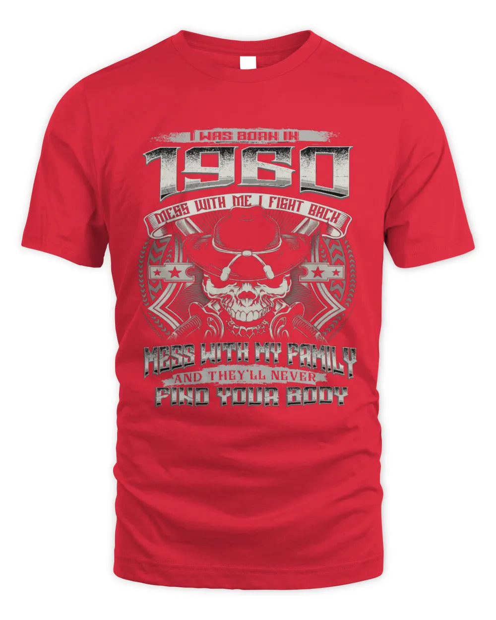 1960 HH89-K2 – T-shirt – Theme: "Birth Year – Family Always Protects" - Unisex Standard T-Shirt - Red