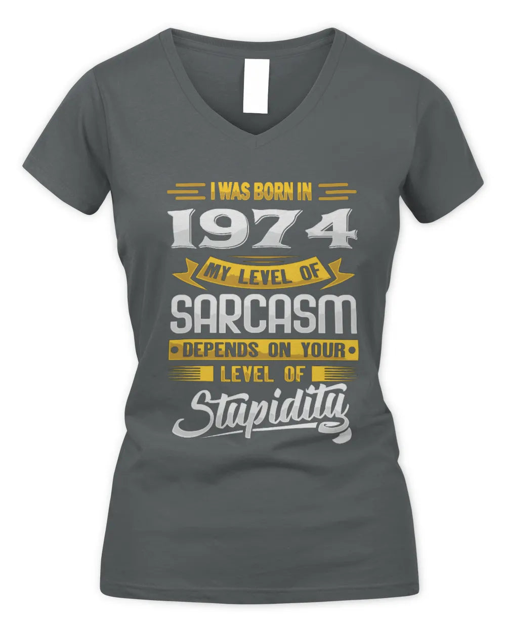1974 HH88-K2 – Funny Birth Year Sarcasm Quote T-Shirt - Women's V-Neck T-Shirt - Charcoal