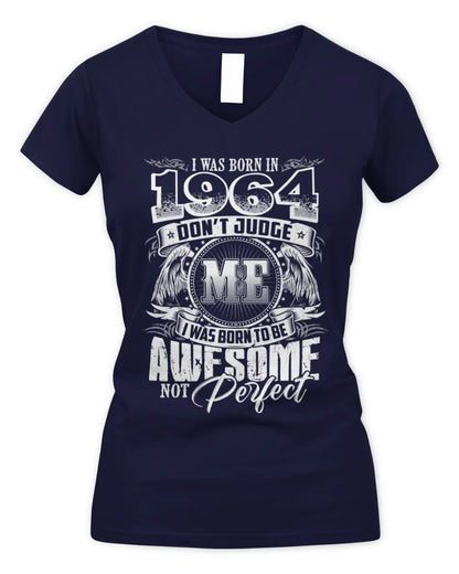 1964 HH89-K2 – Awesome Birth Year Quote T-Shirt - Women's V-Neck T-Shirt - Navy