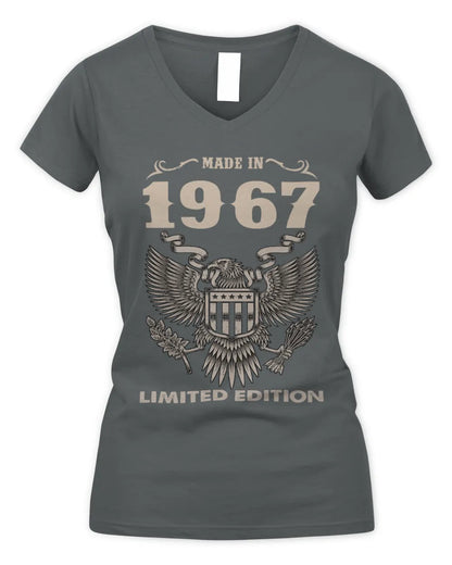 1967 HH89-K2 – Classic Birth Year Limited Edition T-Shirt - Women's V-Neck T-Shirt - Charcoal