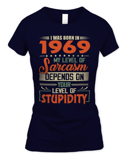 1969 HH89-K2 – Vintage Born to Be Sarcastic T-Shirt - Women's Standard T-Shirt - Navy