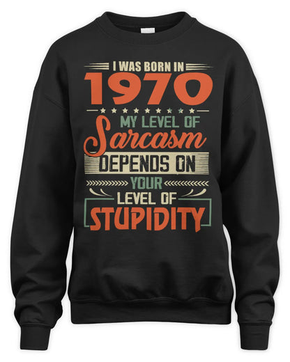 1970 HH89-K2 – Vintage Born to Be Sarcastic T-Shirt - Unisex Sweatshirt - Black