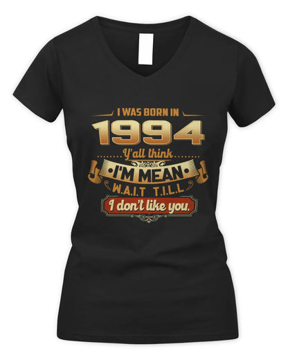 1994 HH89-K2 – Funny Birth Year Attitude Quote T-Shirt - Women's V-Neck T-Shirt - Black