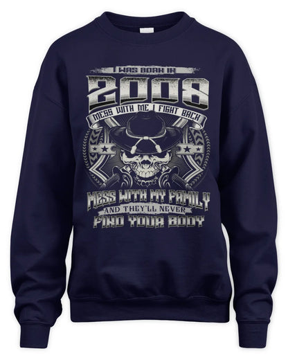 2008 HH89-K2 – T-shirt – Theme: "Birth Year – Family Always Protects" - Unisex Sweatshirt - Navy