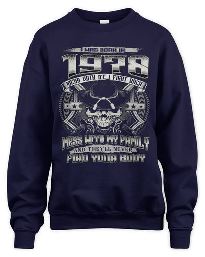 1978 HH89-K2 – T-shirt – Theme: "Birth Year – Family Always Protects" - Unisex Sweatshirt - Navy