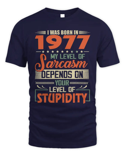 1977 HH89-K2 – Vintage Born to Be Sarcastic T-Shirt - Unisex Standard T-Shirt - Navy