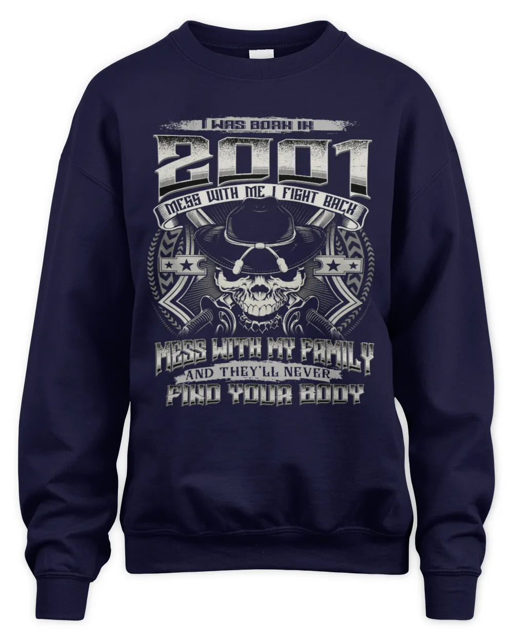 2001 HH89-K2 – T-shirt – Theme: "Birth Year – Family Always Protects" - Unisex Sweatshirt - Navy