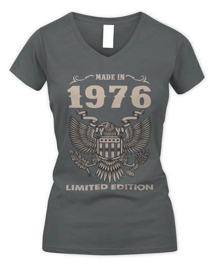 1976 HH89-K2 – Classic Birth Year Limited Edition T-Shirt - Women's V-Neck T-Shirt - Charcoal