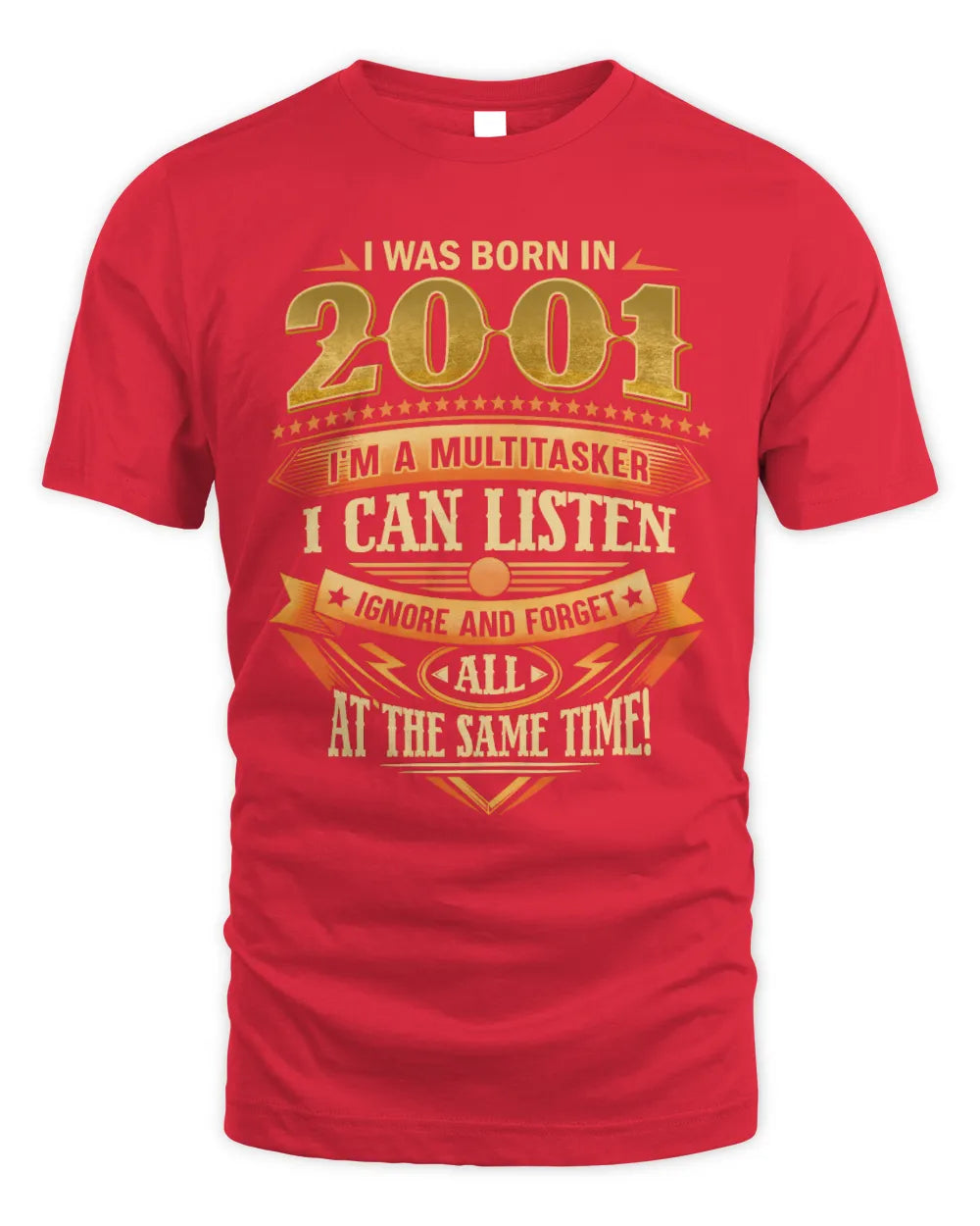 2001 HH89-K2 – Funny Birth Year Multitasker Quote T-Shirt - Unisex Standard T-Shirt - Red