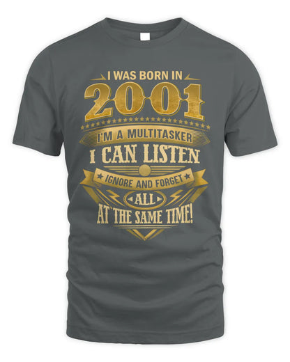 2001 HH89-K2 – Funny Birth Year Multitasker Quote T-Shirt - Unisex Standard T-Shirt - Charcoal