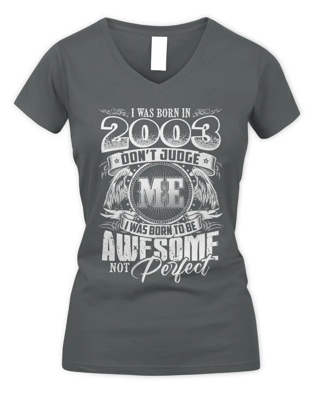 2003 HH89-K2 – Awesome Birth Year Quote T-Shirt - Women's V-Neck T-Shirt - Charcoal