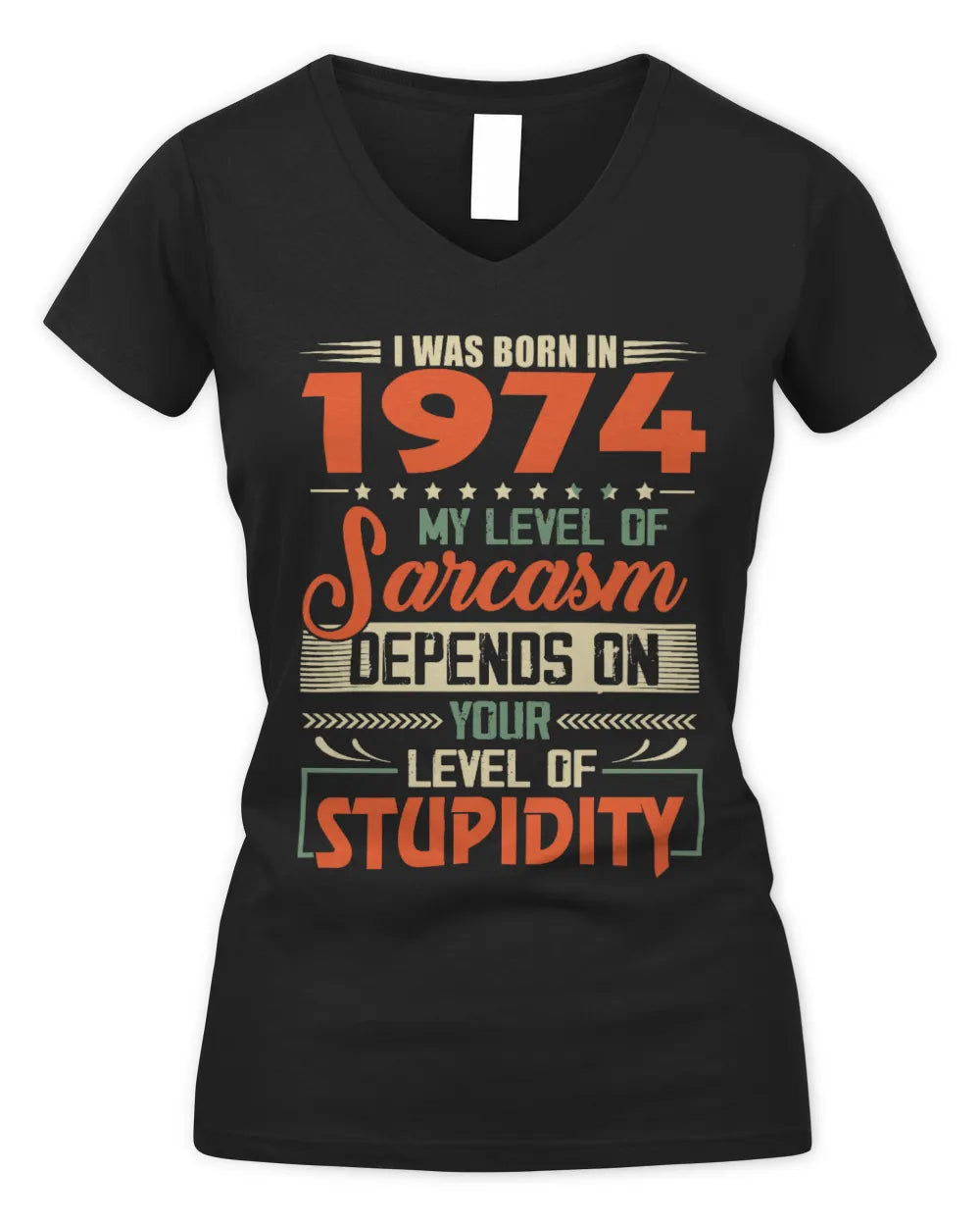 1974 HH89-K2 – Vintage Born to Be Sarcastic T-Shirt - Women's V-Neck T-Shirt - Black