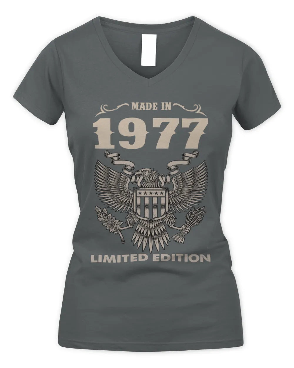 1977 HH89-K2 – Classic Birth Year Limited Edition T-Shirt - Women's V-Neck T-Shirt - Charcoal