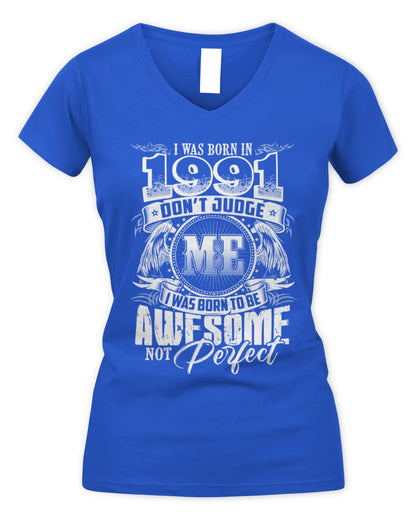 1991 HH89-K2 – Awesome Birth Year Quote T-Shirt - Women's V-Neck T-Shirt - Royal