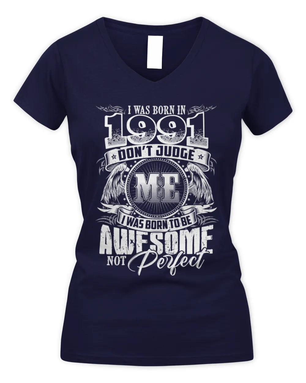 1991 HH89-K2 – Awesome Birth Year Quote T-Shirt - Women's V-Neck T-Shirt - Navy