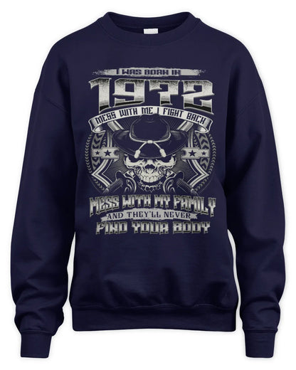 1972 HH89-K2 – T-shirt – Theme: "Birth Year – Family Always Protects" - Unisex Sweatshirt - Navy