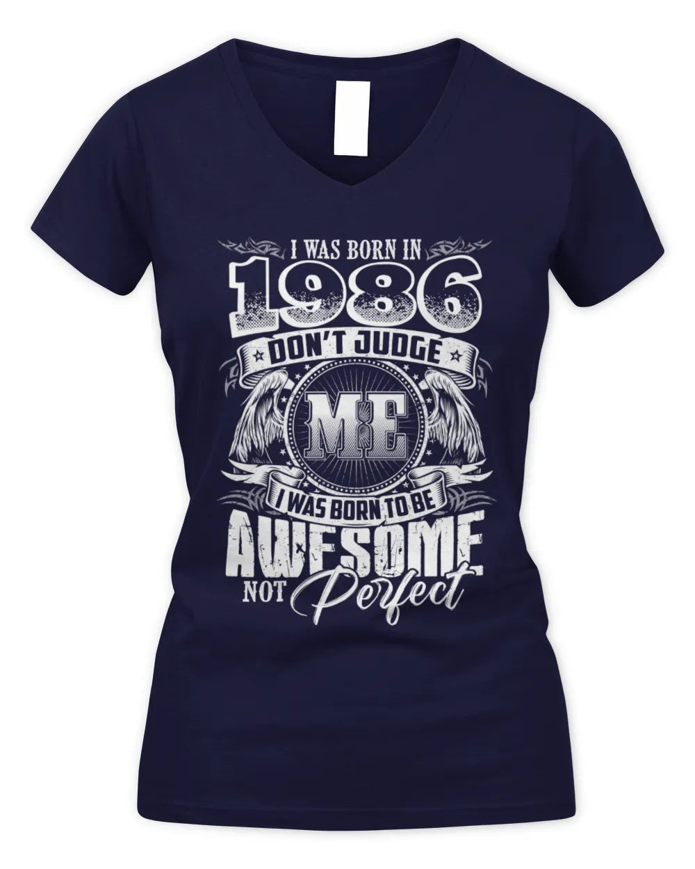1986 HH89-K2 – Awesome Birth Year Quote T-Shirt - Women's V-Neck T-Shirt - Navy