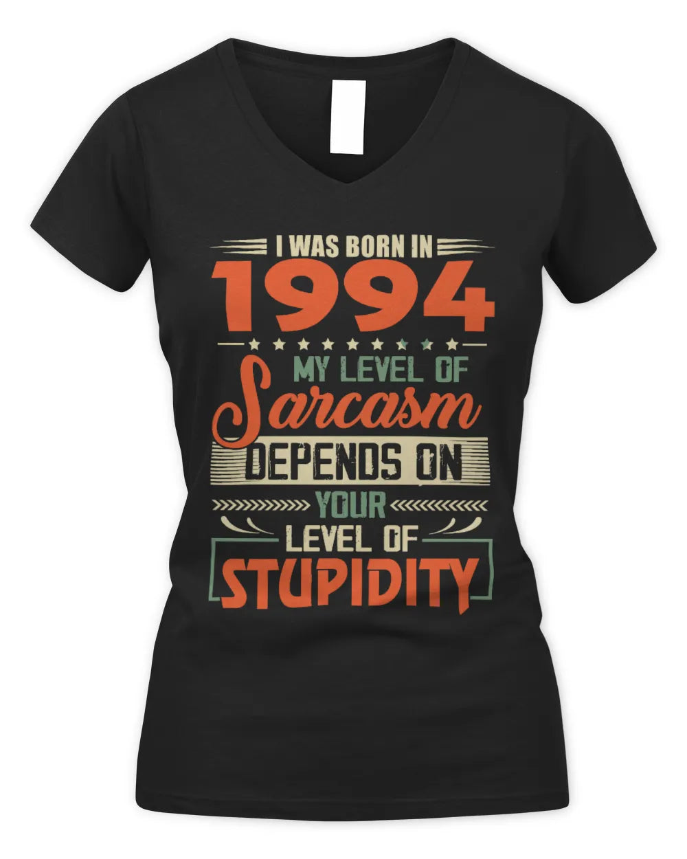 1994 HH89-K2 – Vintage Born to Be Sarcastic T-Shirt - Women's V-Neck T-Shirt - Black