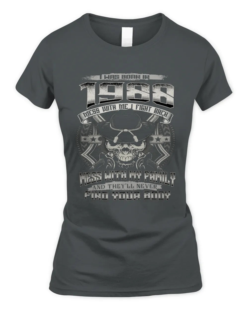 1988 HH89-K2 – T-shirt – Theme: "Birth Year – Family Always Protects" - Women's Standard T-Shirt - Charcoal