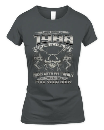 1988 HH89-K2 – T-shirt – Theme: "Birth Year – Family Always Protects" - Women's Standard T-Shirt - Charcoal