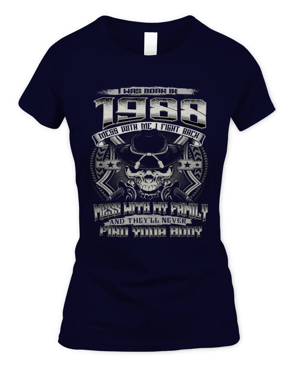 1988 HH89-K2 – T-shirt – Theme: "Birth Year – Family Always Protects" - Women's Standard T-Shirt - Navy