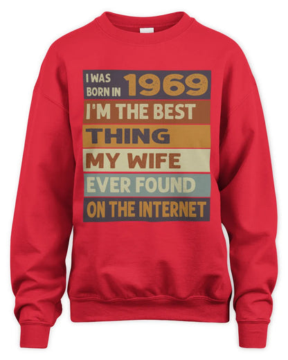 1969 HH89-K2 – Funny Birth Year Wife Quote T-Shirt - Unisex Sweatshirt - Red