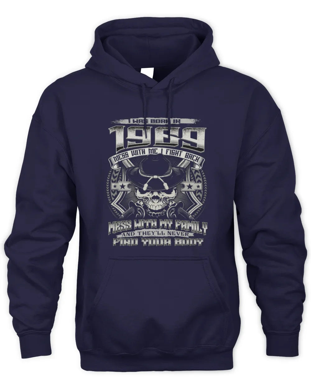 1969 HH89-K2 – T-shirt – Theme: "Birth Year – Family Always Protects" - Unisex Hoodie - Navy