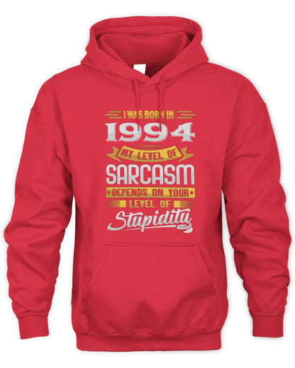 1994 HH88-K2 – Funny Birth Year Sarcasm Quote T-Shirt - Unisex Hoodie - Red