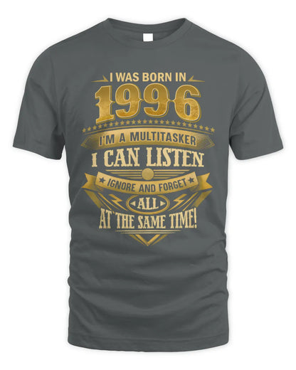 1996 HH89-K2 – Funny Birth Year Multitasker Quote T-Shirt - Unisex Standard T-Shirt - Charcoal