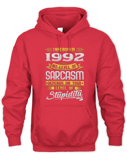 1992 HH88-K2 – Funny Birth Year Sarcasm Quote T-Shirt - Unisex Hoodie - Red