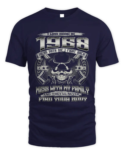 1968 HH89-K2 – T-shirt – Theme: "Birth Year – Family Always Protects" - Unisex Standard T-Shirt - Navy