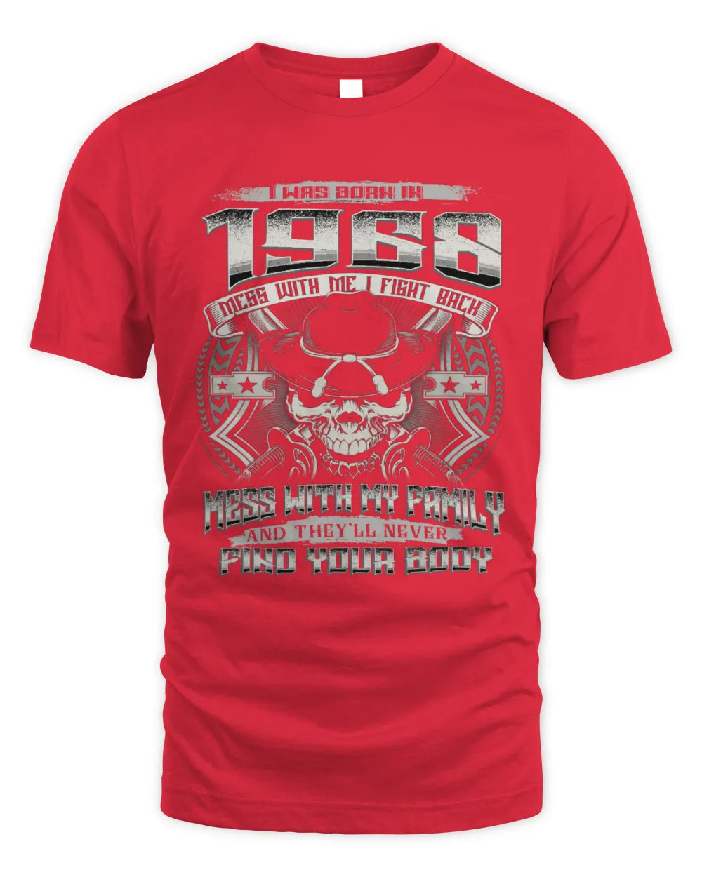 1968 HH89-K2 – T-shirt – Theme: "Birth Year – Family Always Protects" - Unisex Standard T-Shirt - Red