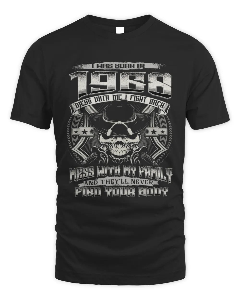 1968 HH89-K2 – T-shirt – Theme: "Birth Year – Family Always Protects" - Unisex Standard T-Shirt - Black