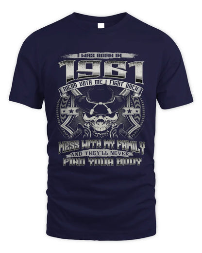 1961 HH89-K2 – T-shirt – Theme: "Birth Year – Family Always Protects" - Unisex Standard T-Shirt - Navy