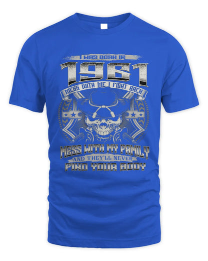 1961 HH89-K2 – T-shirt – Theme: "Birth Year – Family Always Protects" - Unisex Standard T-Shirt - Royal
