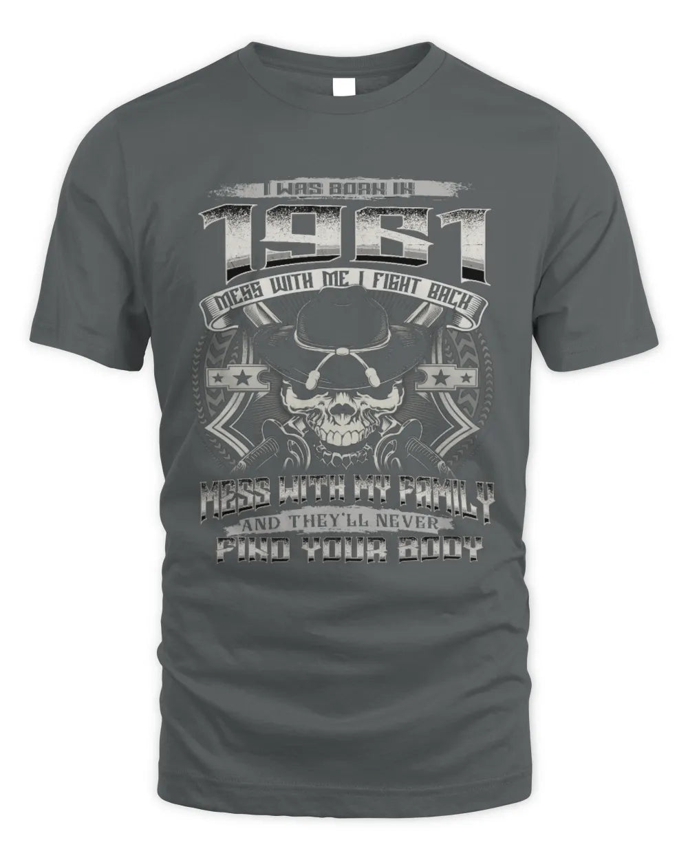 1961 HH89-K2 – T-shirt – Theme: "Birth Year – Family Always Protects" - Unisex Standard T-Shirt - Charcoal