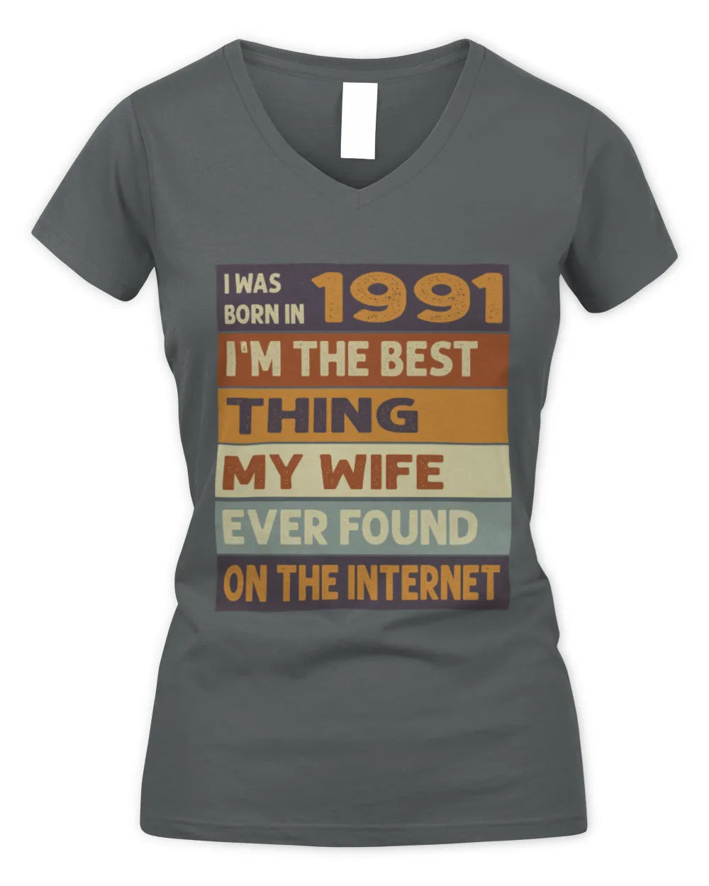 1991 HH89-K2 – Funny Birth Year Wife Quote T-Shirt - Women's V-Neck T-Shirt - Charcoal