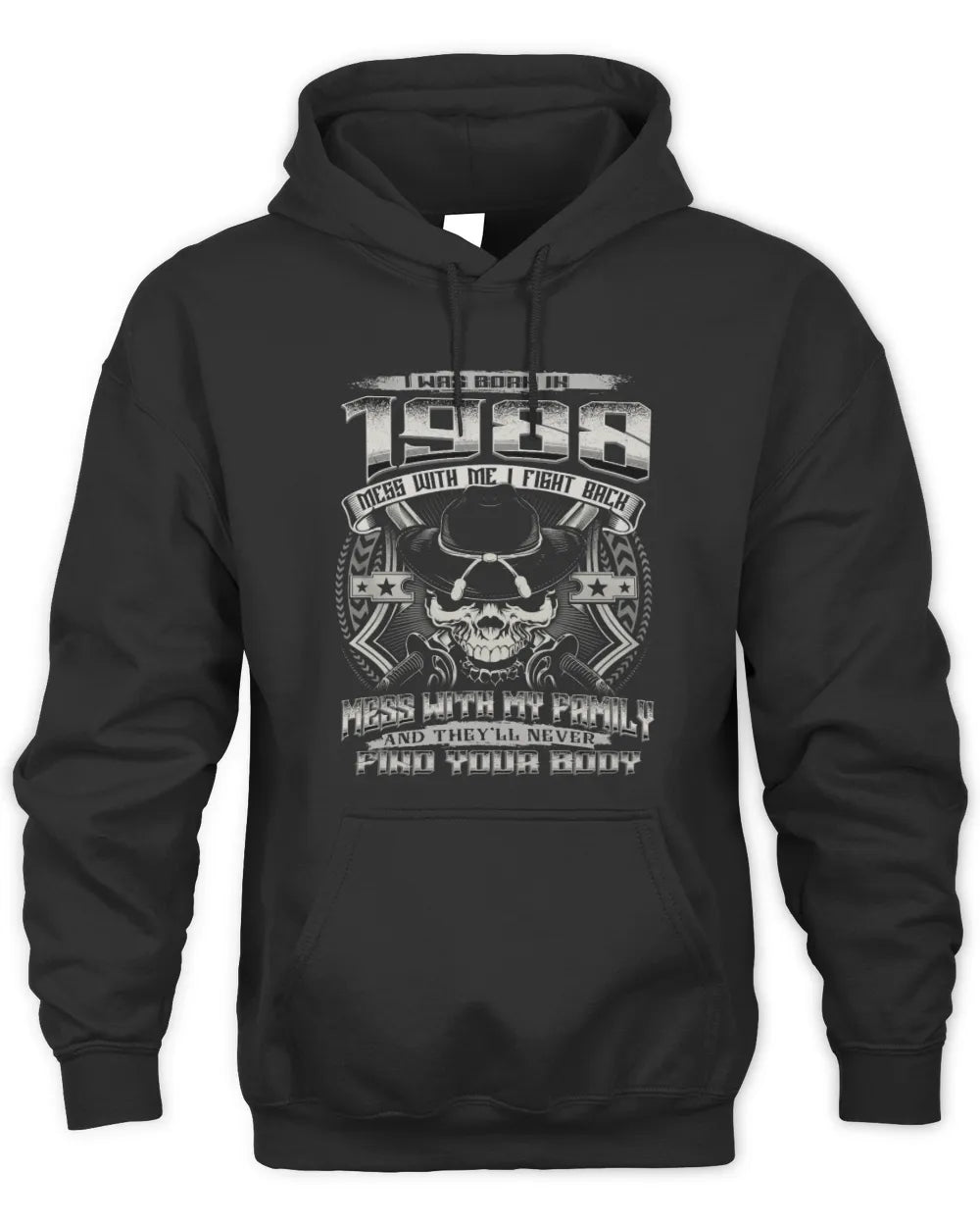 1988 HH89-K2 – T-shirt – Theme: "Birth Year – Family Always Protects" - Unisex Hoodie - Black