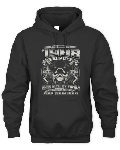1988 HH89-K2 – T-shirt – Theme: "Birth Year – Family Always Protects" - Unisex Hoodie - Black