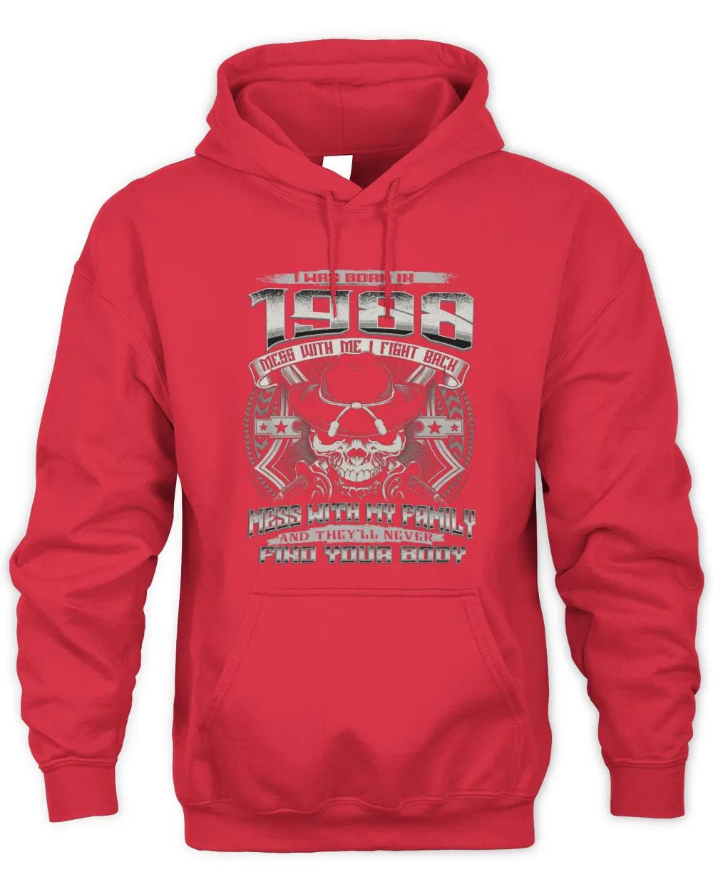 1988 HH89-K2 – T-shirt – Theme: "Birth Year – Family Always Protects" - Unisex Hoodie - Red