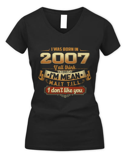 2007 HH89-K2 – Funny Birth Year Attitude Quote T-Shirt - Women's V-Neck T-Shirt - Black