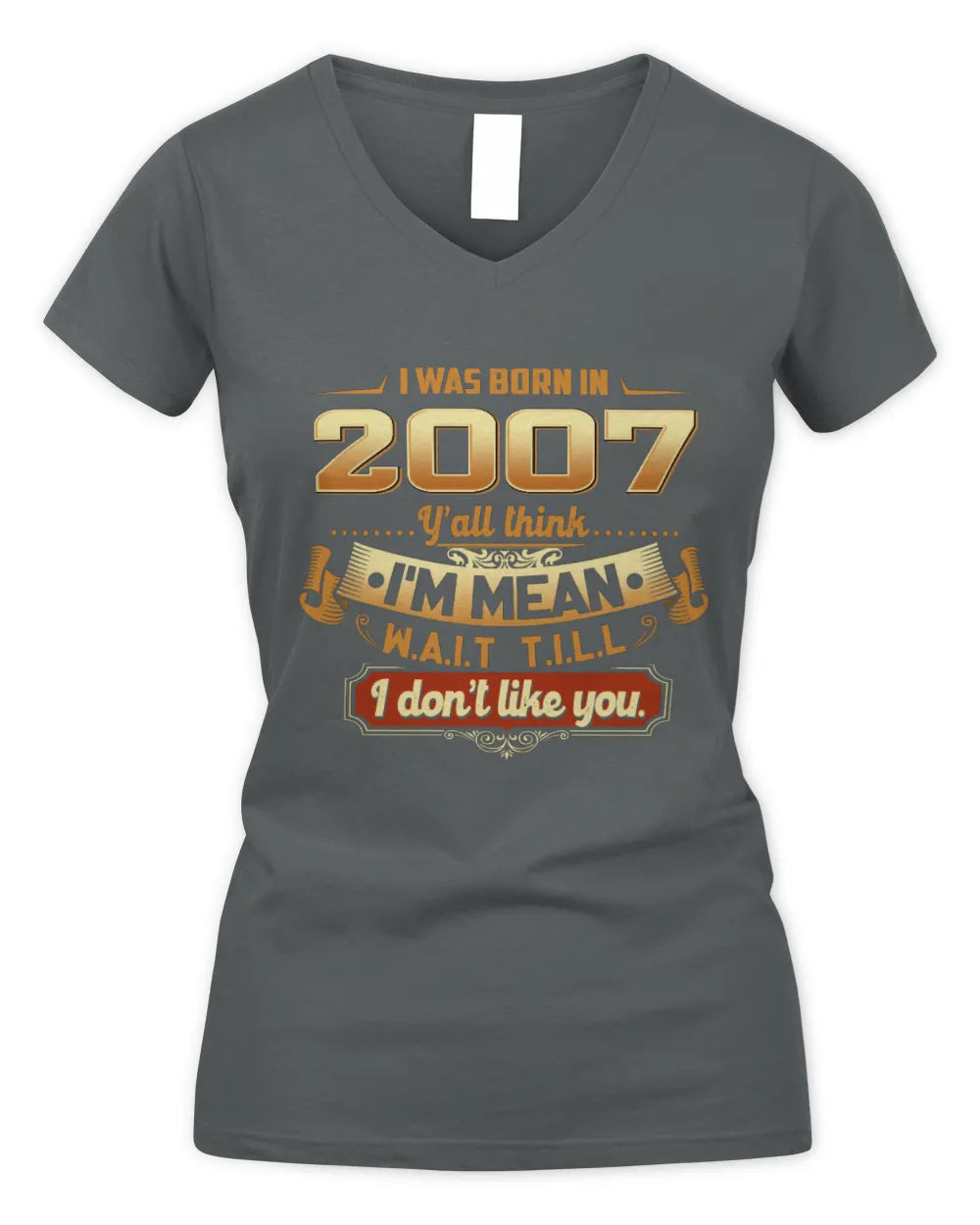 2007 HH89-K2 – Funny Birth Year Attitude Quote T-Shirt - Women's V-Neck T-Shirt - Charcoal
