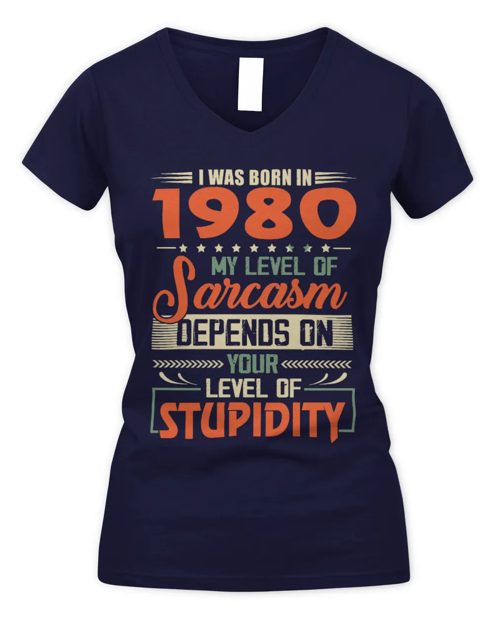 1980 HH89-K2 – Vintage Born to Be Sarcastic T-Shirt - Women's V-Neck T-Shirt - Navy